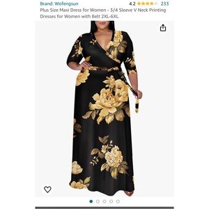 NEW Black Floral V- neck maxi dress